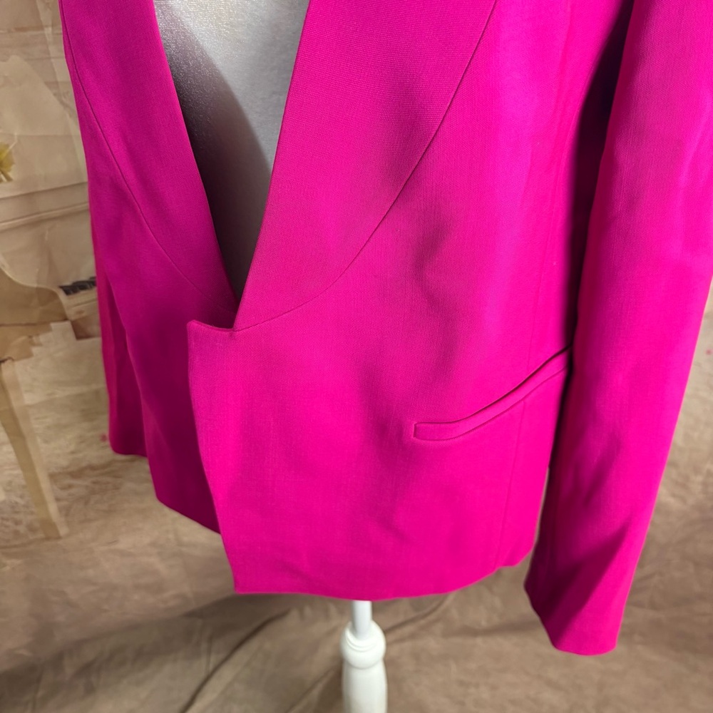 NEW St. John Fuchsia Wool Tailored Open Blazer - Picture 8 of 15